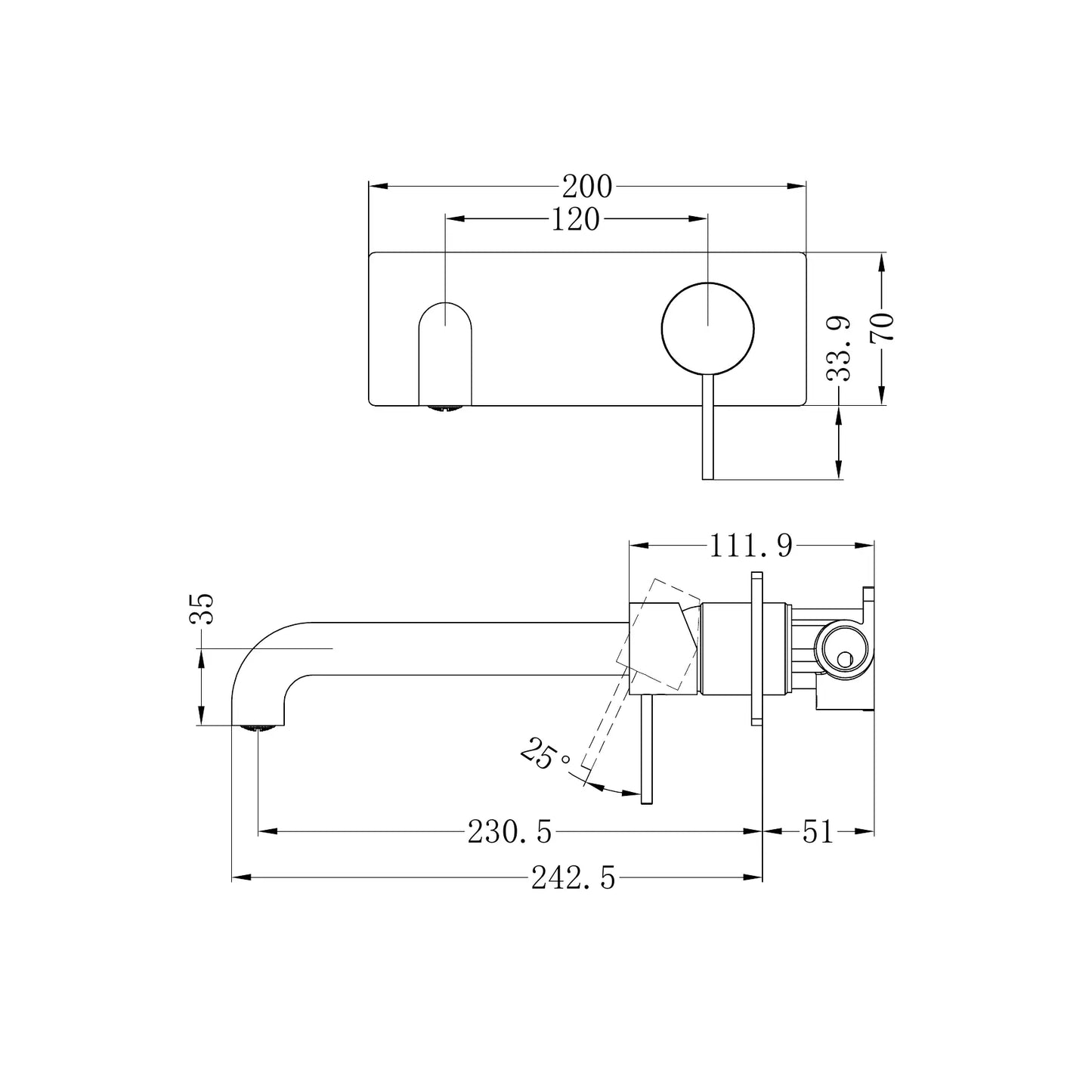 Mecca Wall Basin Mixer 230mm Spout Chrome