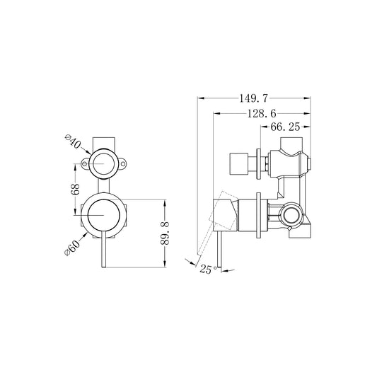 Mecca Shower Mixer With Diverter Separate Back Plate Chrome