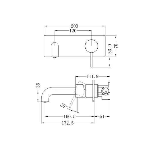 Mecca Wall Basin/Bath Mixer 160mm Brushed Nickel