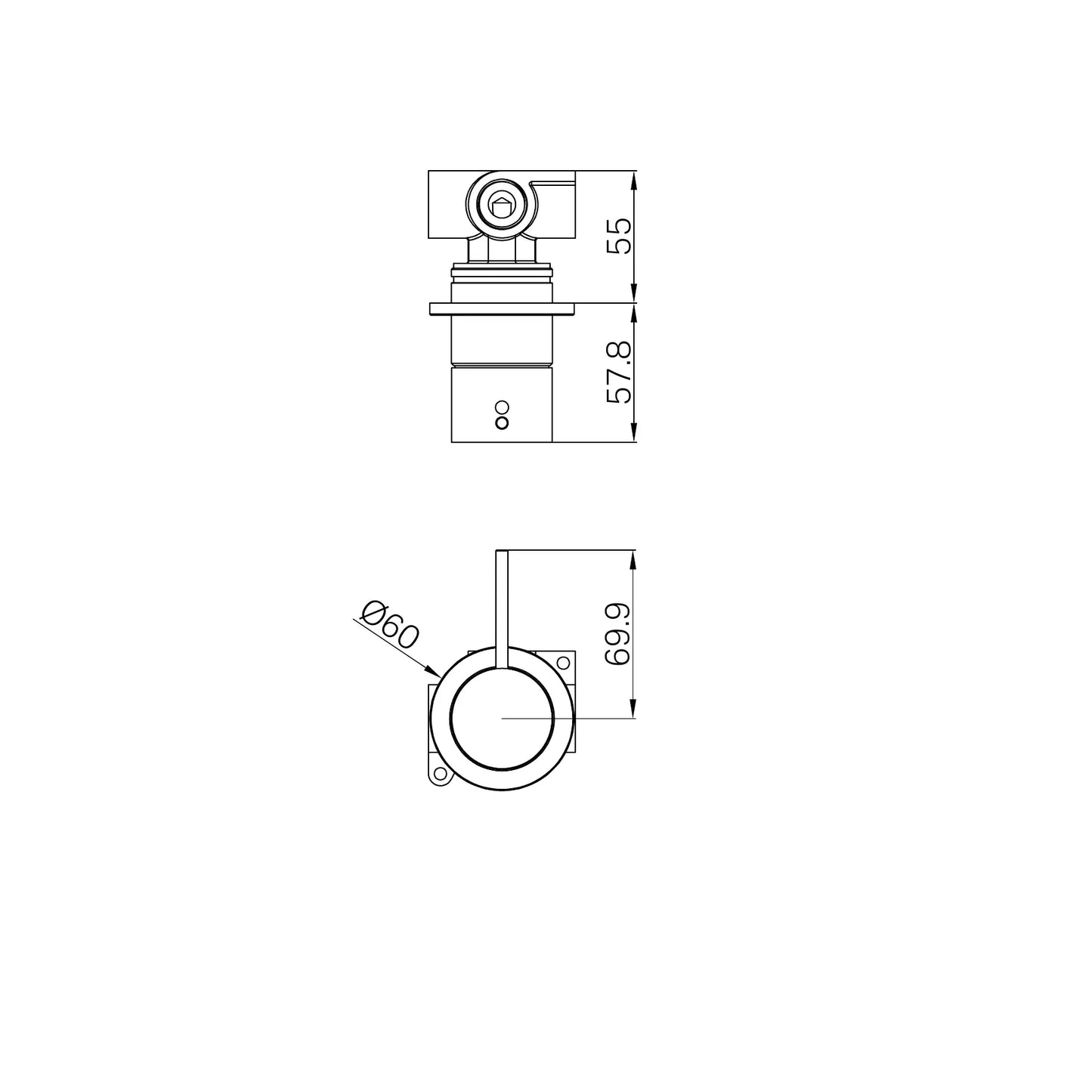 Mecca Shower Mixer 60mm Handle Up Plate Chrome