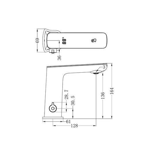 Claudia Sensor Mixer With White Top Display Chrome