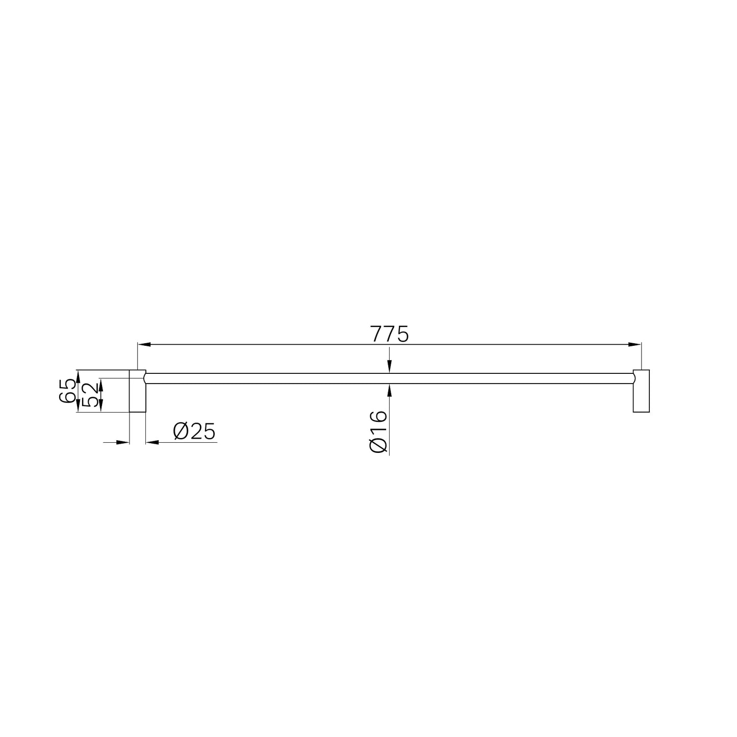 New Mecca Single Towel Rail 800mm Brushed Gold