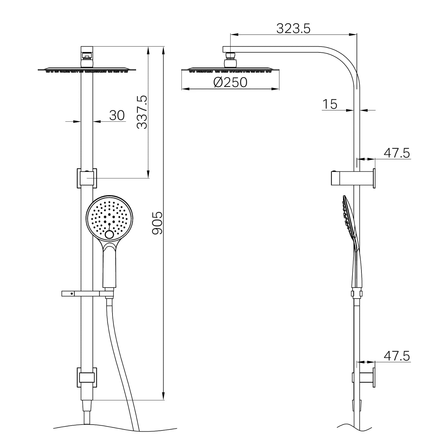 Bianca Twin Shower Brushed Nickel