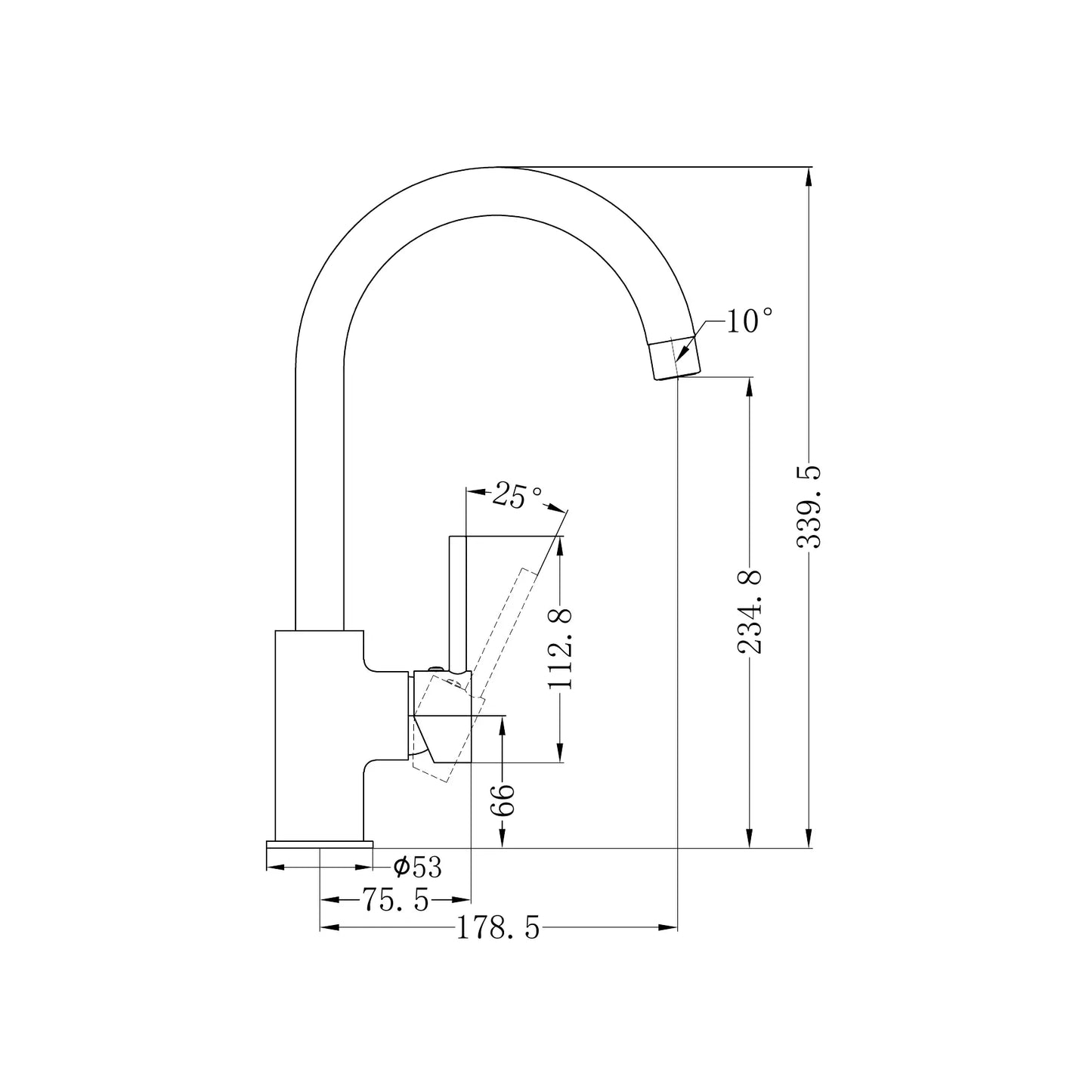 Dolce Kitchen Mixer Gooseneck Brushed Nickel