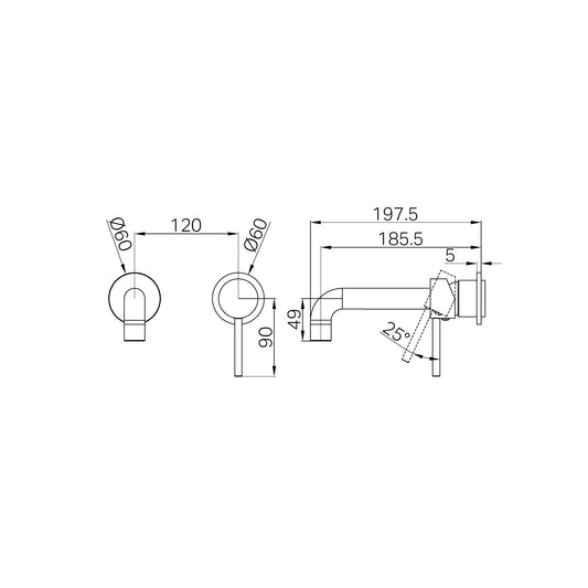Dolce Wall Basin/Bath Mixer Separate Back Plate Trim Kits Only Chrome