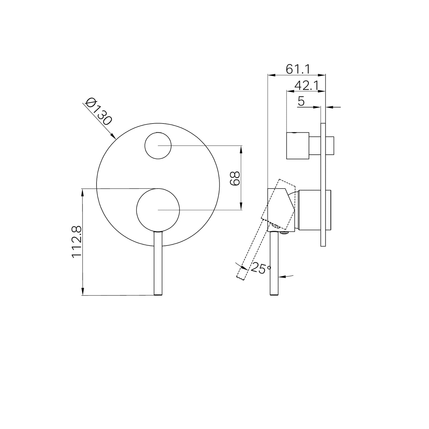 Dolce Shower Mixer With Diverter Trim Kits Only Brushed Nickel