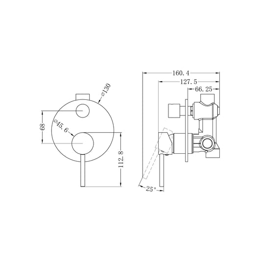 Dolce Shower Mixer With Diverter Brushed Nickel