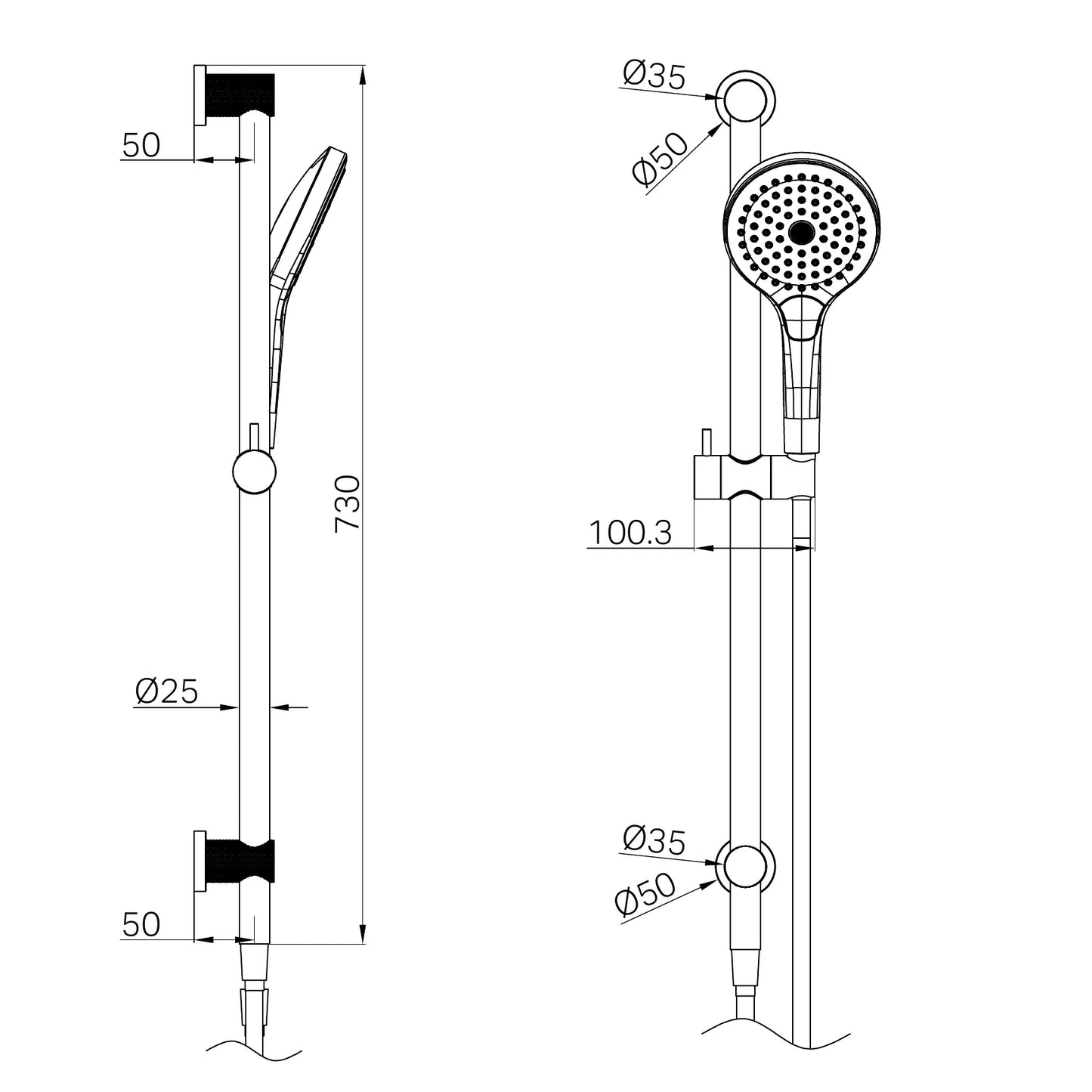 Opal Shower Rail With Air Shower II Brushed Nickel