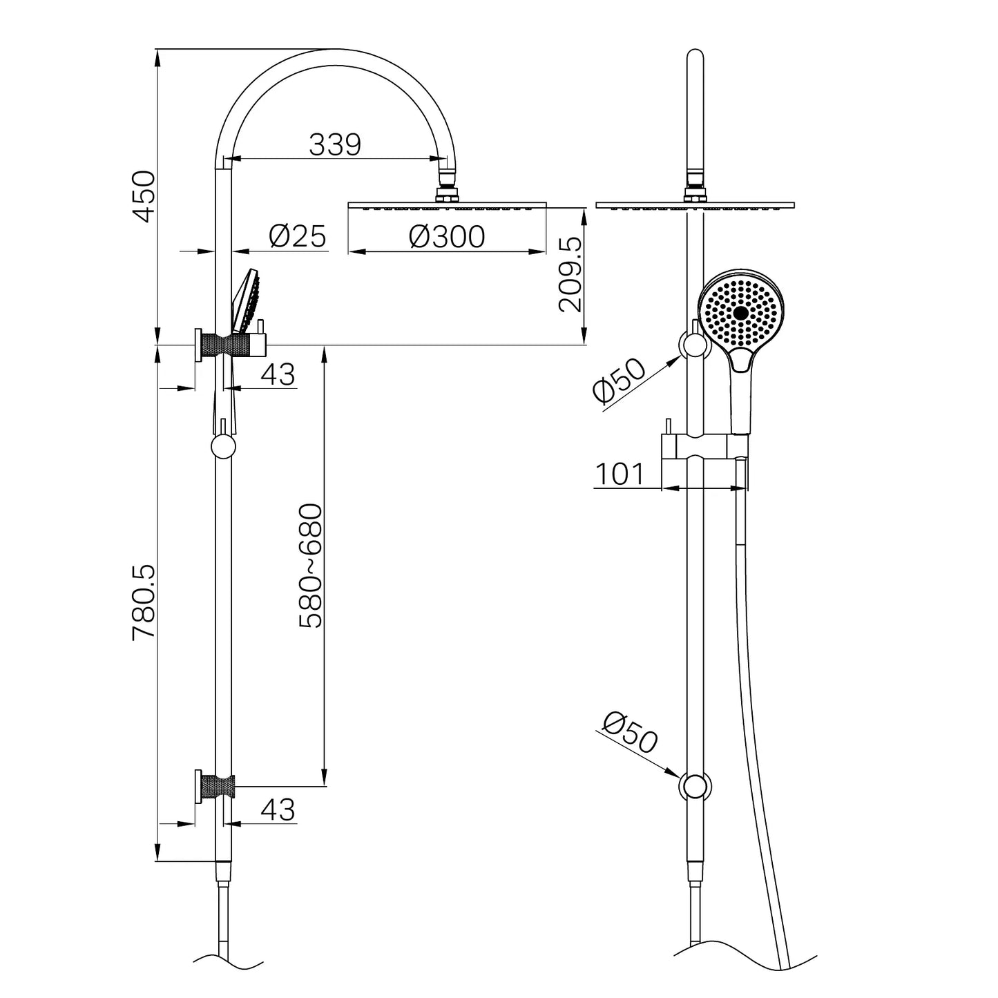 Opal Twin Shower With Air Shower II Brushed Nickel