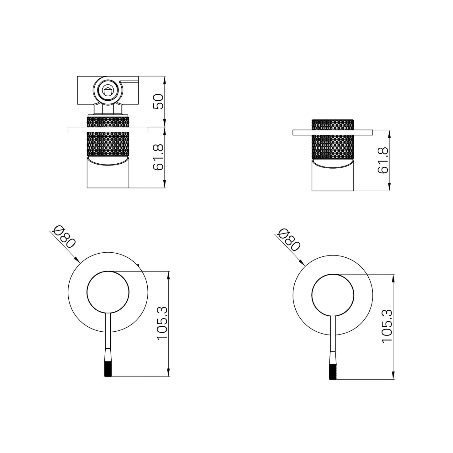 Opal Shower Mixer 80mm Plate Brushed Nickel