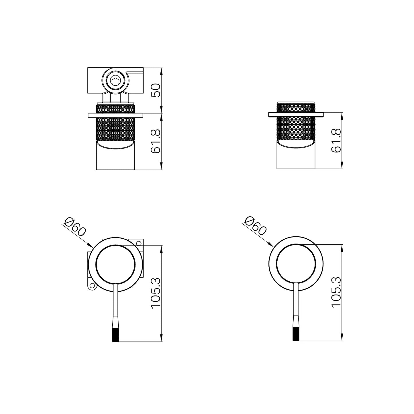 Opal Shower Mixer 60mm Plate Brushed Gold
