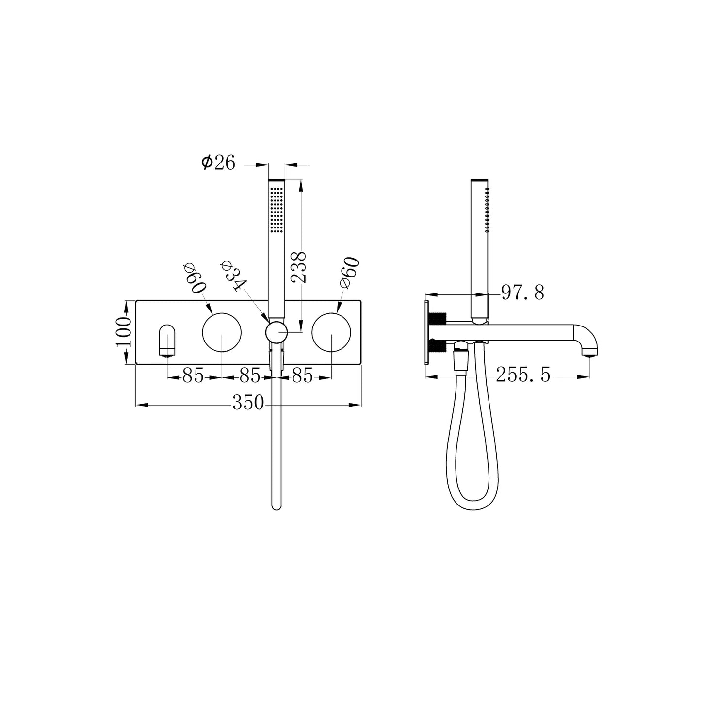 Opal Progressive Shower System With Spout 250mm Trim Kits Only Brushed Bronze