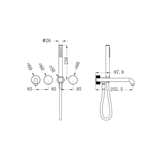 Opal Progressive Shower System Separate Plate With Spout 250mm Trim Kits Only Brushed Bronze