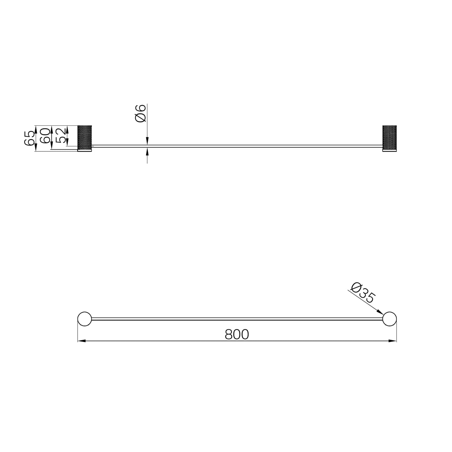 Opal Single Towel Rail 800mm Brushed Gold