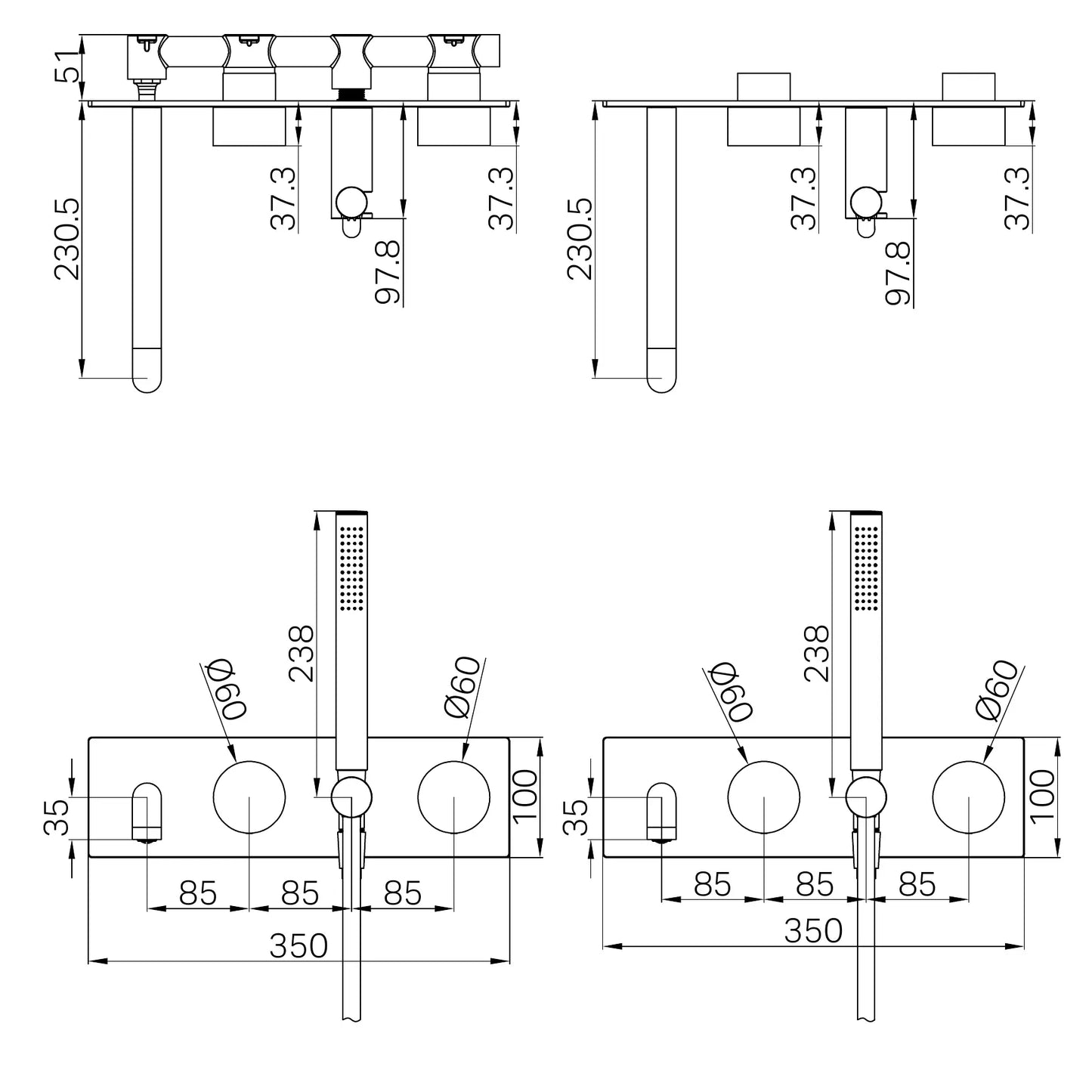Kara Progressive Shower System With Spout 230mm Brushed Nickel