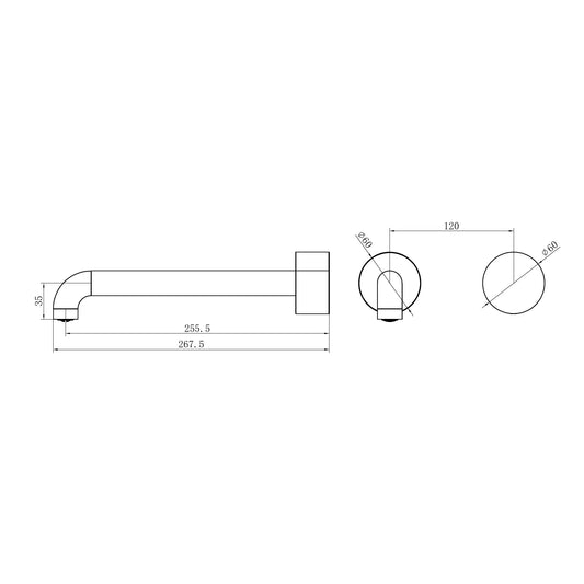 Kara Progressive Wall Basin/Bath Set 260mm Gun Metal