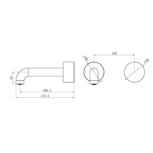 Kara Progressive Wall Basin/Bath Set 160mm Trim Kits Only Matte Black