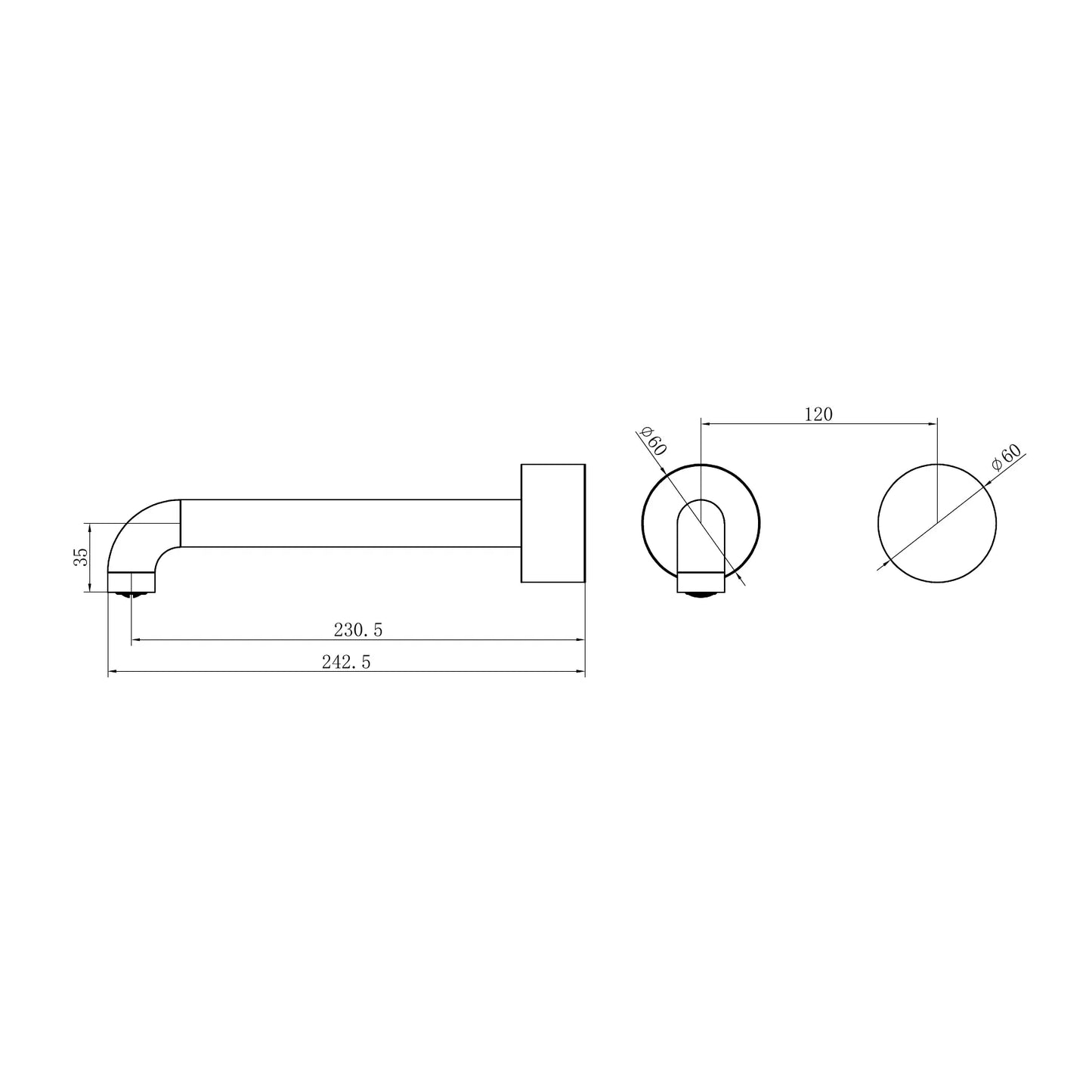 Kara Progressive Wall Basin/Bath Set 230mm Trim Kits Only Brushed Nickel