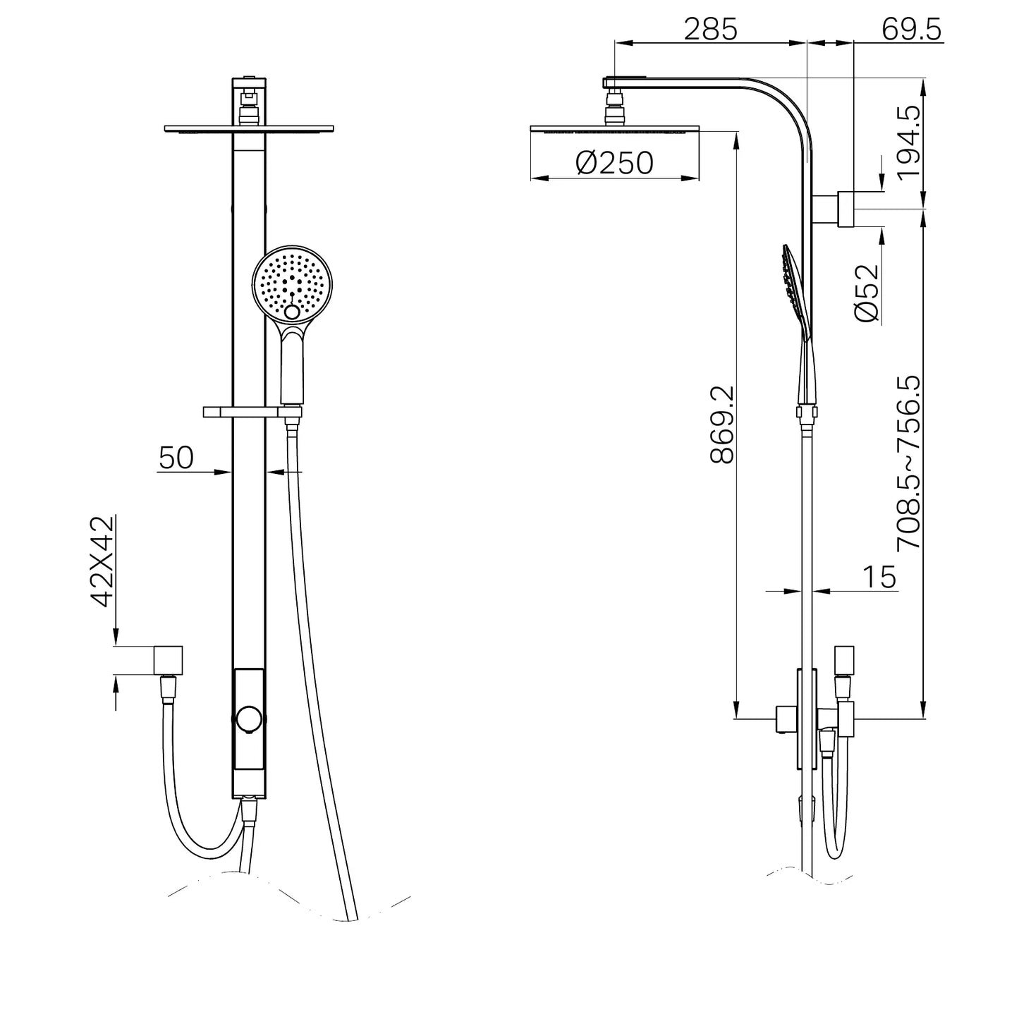 Astra Rain Round Twin Shower Double Hose Chrome