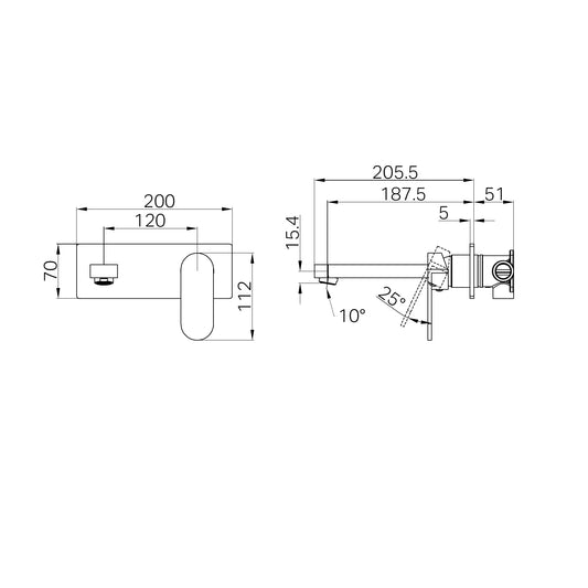 Ecco Wall Basin/Bath Mixer Chrome