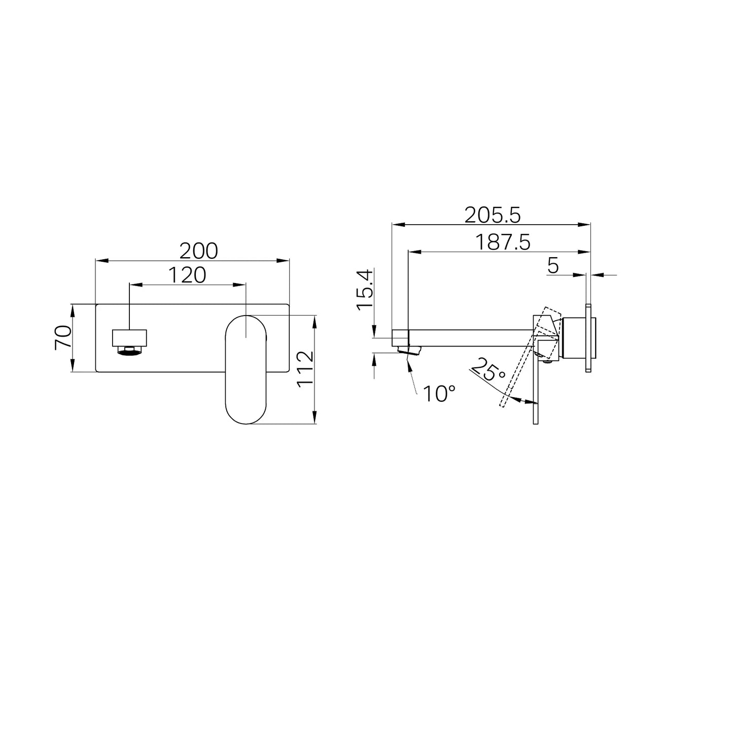 Ecco Wall Basin/Bath Mixer Trim Kits Only Brushed Nickel