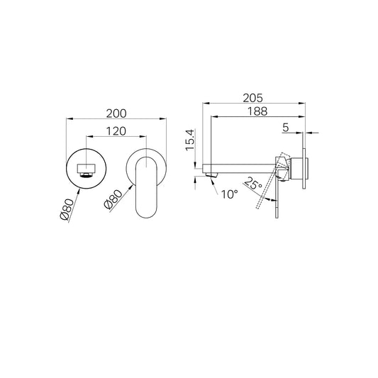 Ecco Wall Basin/Bath Mixer Separate Back Plate Trim Kits Only Chrome