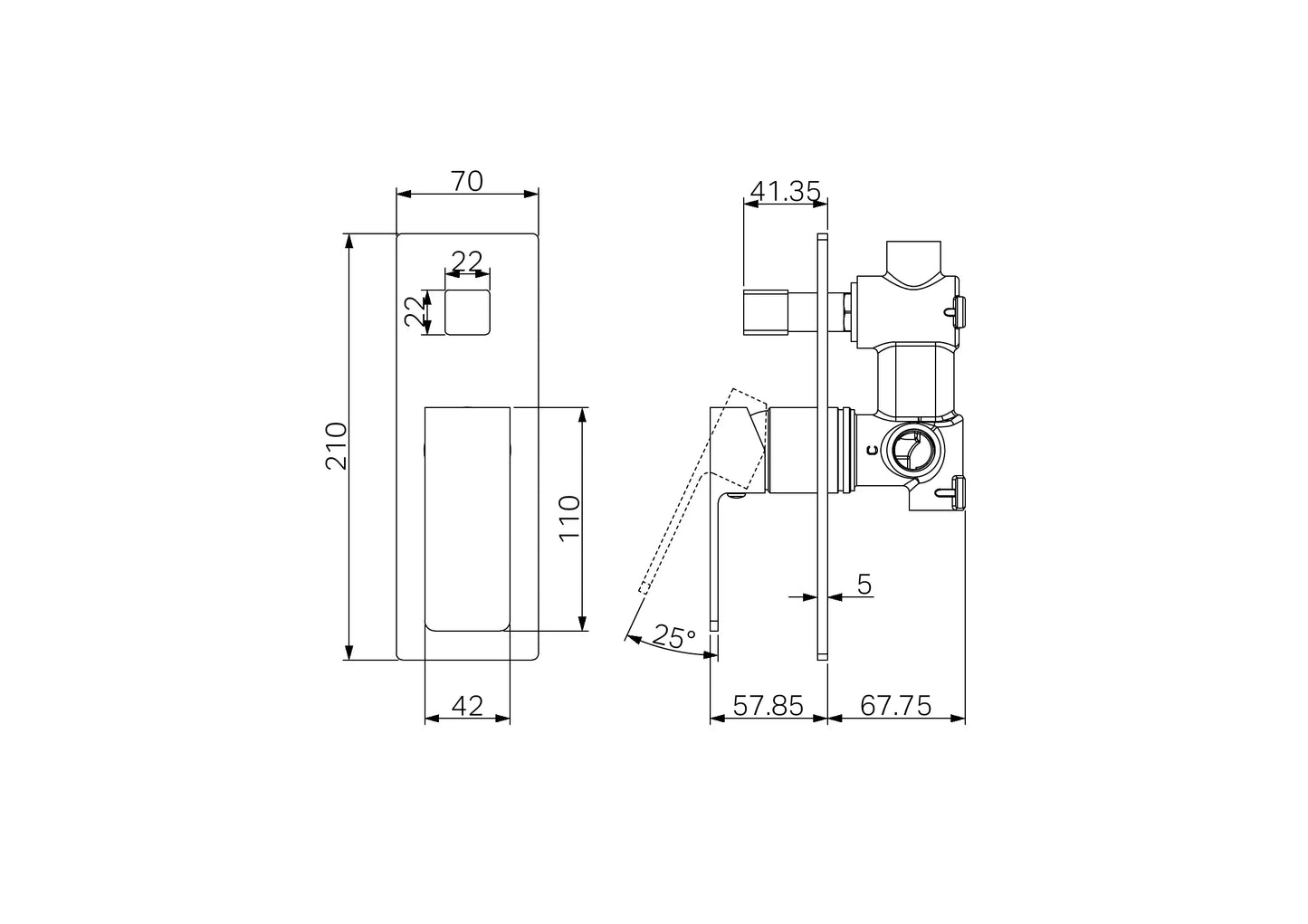 Celia Shower Mixer With Diverter Matte Black