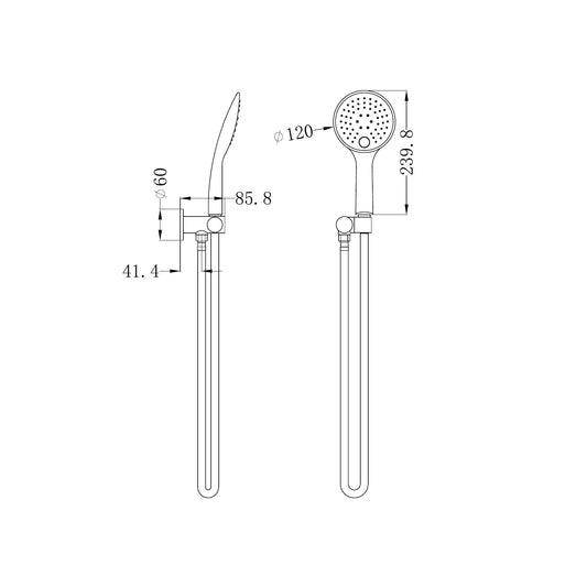 Rain 3 Function Shower On Bracket Matte Black