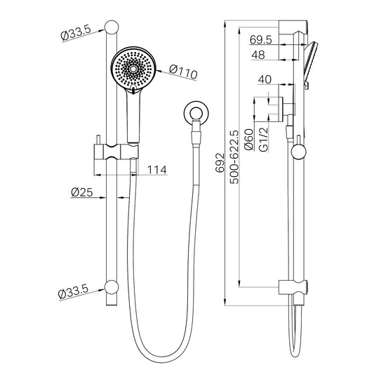 Builder Project Shower Rail Matte Black