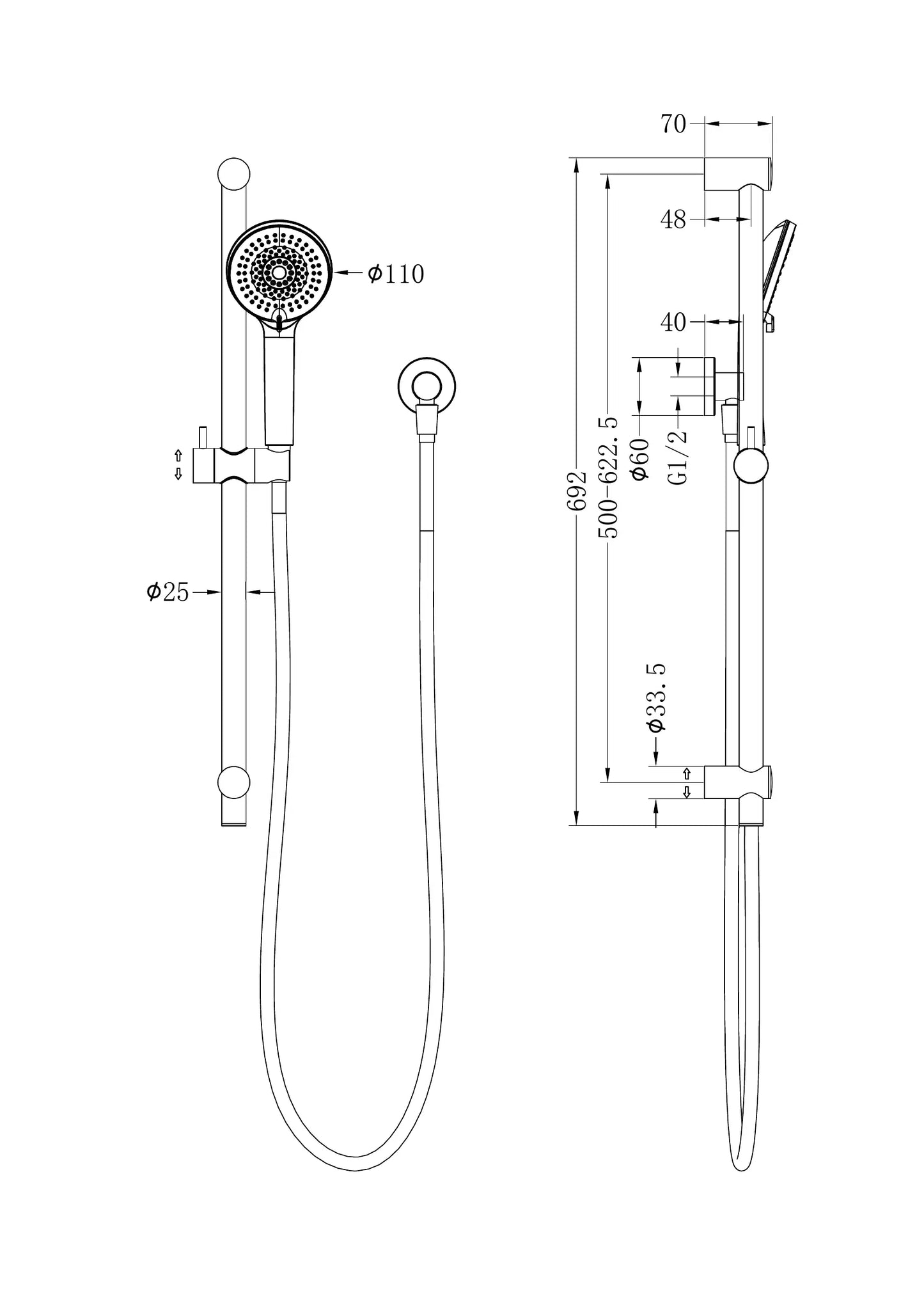 Round Metal Project Shower Rail 4 Star Rating Chrome