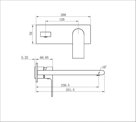 Bianca Wall Basin/Bath Mixer 230mm Trim Kits Only Brushed Nickel