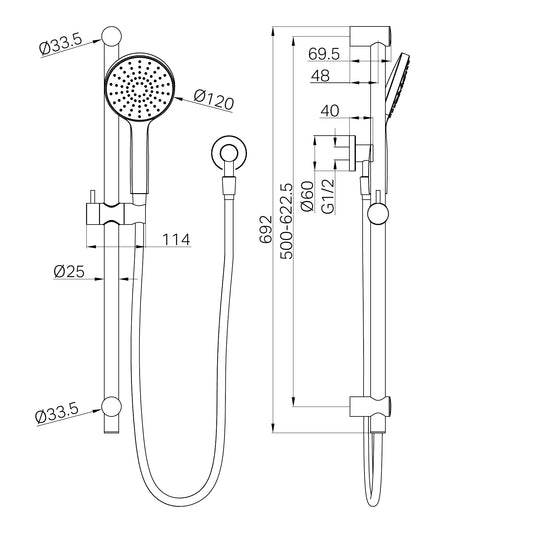 Dolce II Rail Shower Brushed Gold