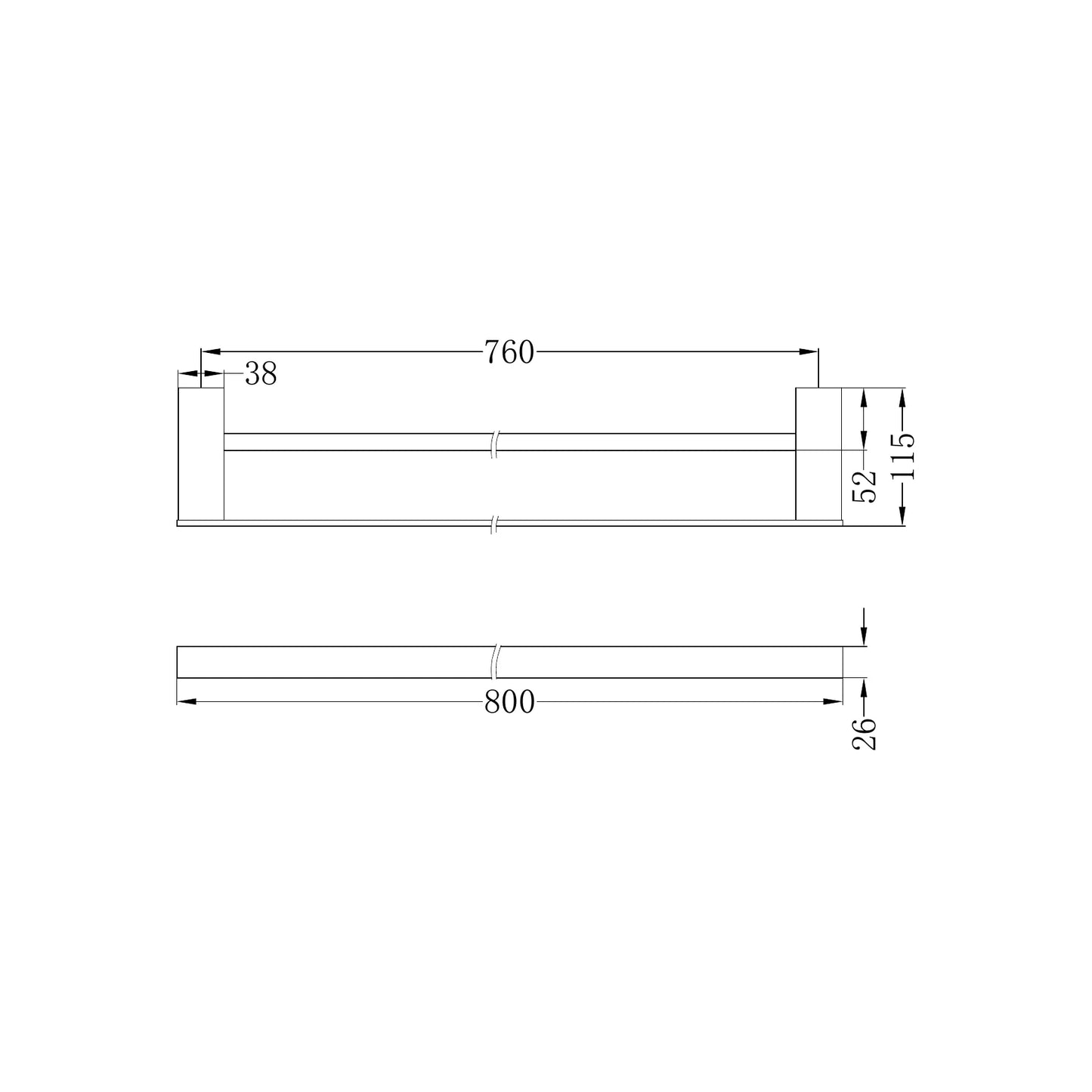 Celia Double Towel Rail 800mm Brushed Nickel