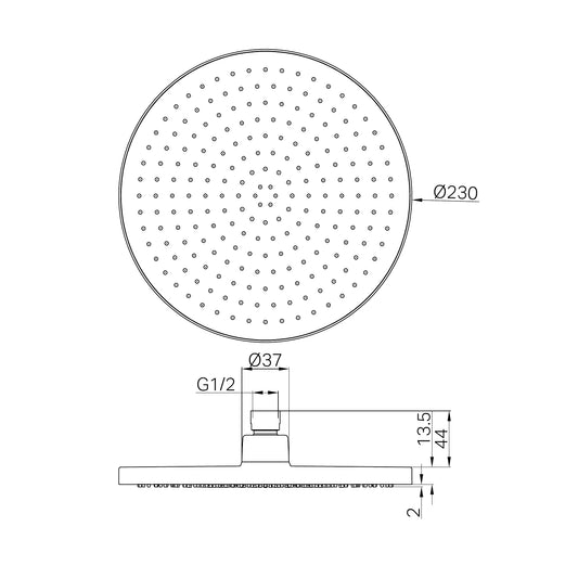 230mm Air Shower Head Matte Black