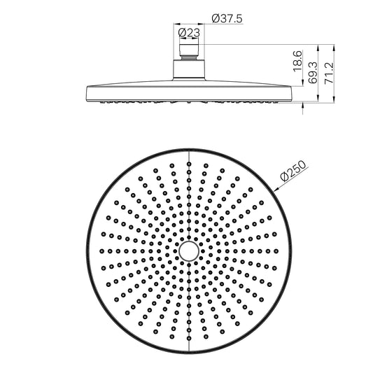 Opal 250mm Shower Head Gun Metal