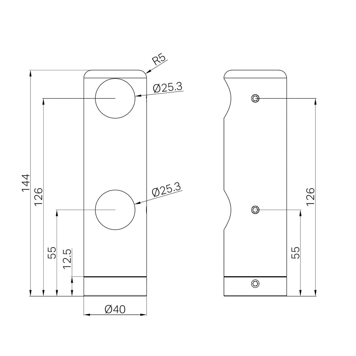 Nero Mecca Care Make Your Own 25mm Grab Rail Double Towel Bracket Right Brushed Bronze