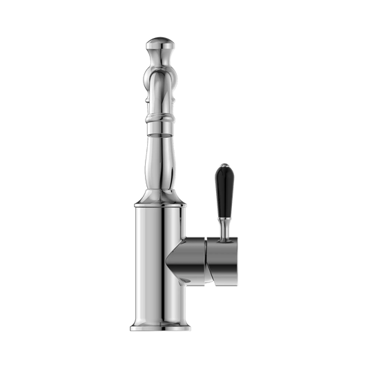 York Basin Mixer With Black Porcelain Lever Chrome