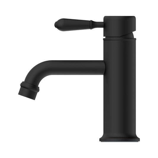 York Straight Basin Mixer With Metal Lever Matte Black