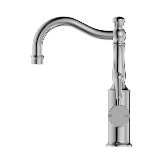 York Basin Mixer Hook Spout With Metal Lever Chrome