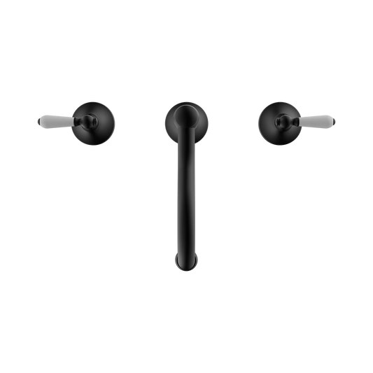 York Basin Set With White Porcelain Lever Matte Black