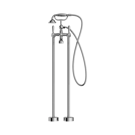 York Freestanding Bath Set With Metal Hand Shower Chrome