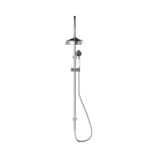York Twin Shower With White Porcelain Hand Shower Chrome