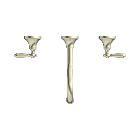 York Wall Basin Set With Metal Lever Aged Brass