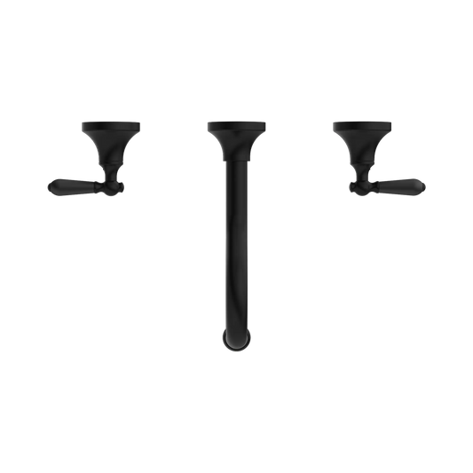 York Wall Basin Set With Metal Lever Matte Black