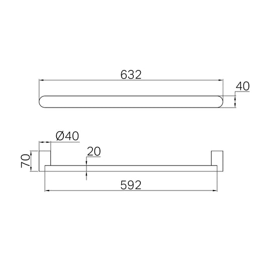 Bianca 240V Single Heated Towel Rail Brushed Gold