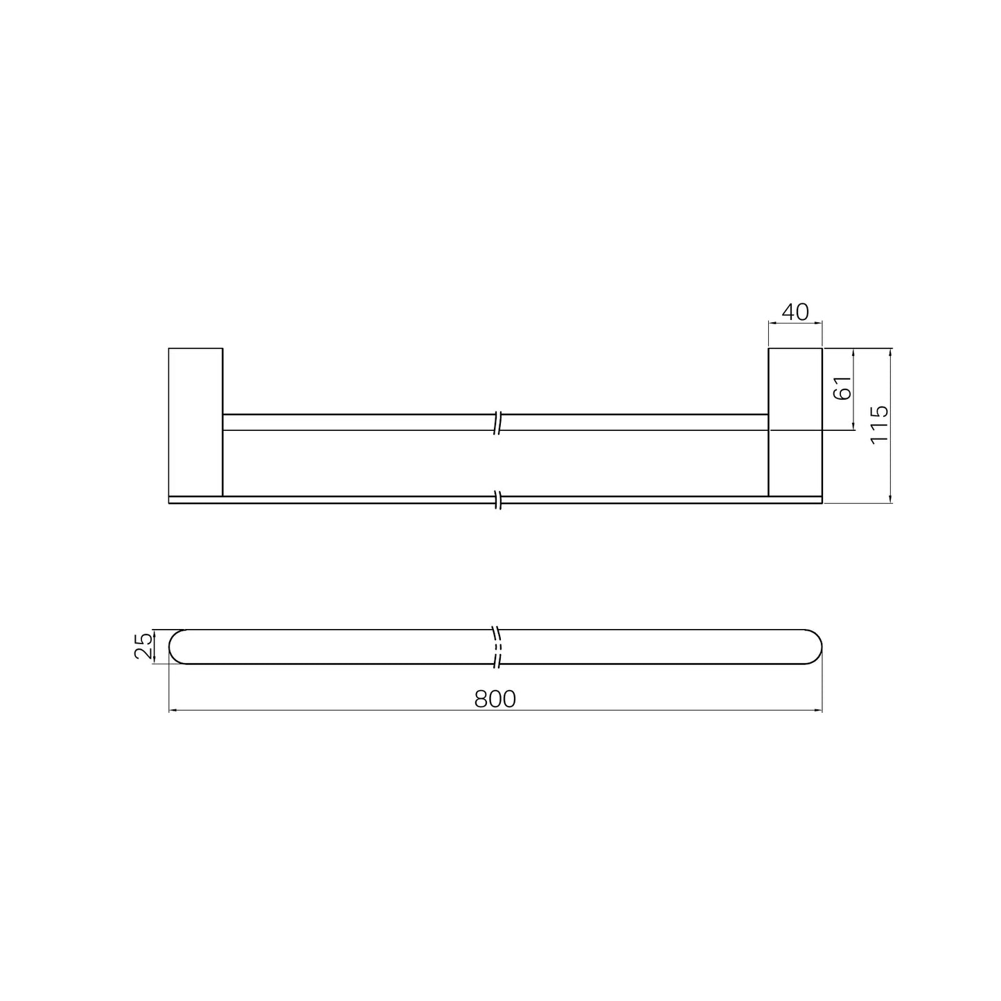 Bianca Double Towel Rail 800mm Chrome