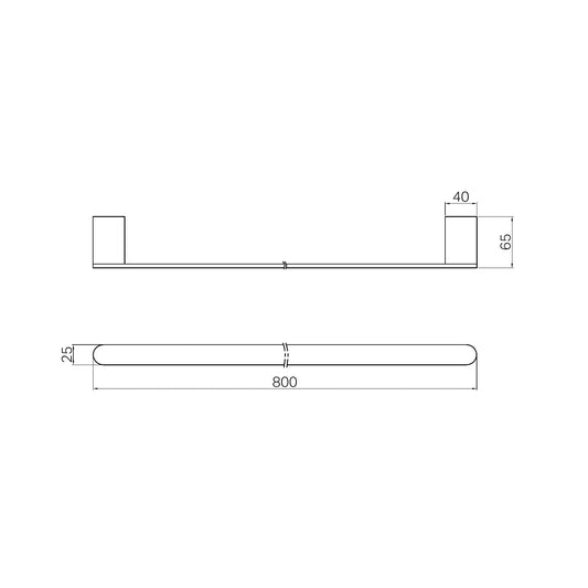 Bianca Single Towel Rail 800mm Gun Metal