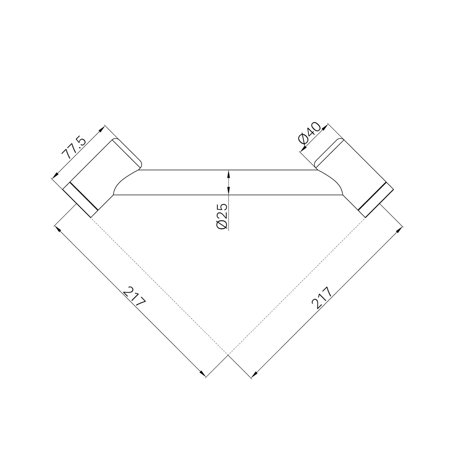 Mecca Care 25mm Footrest Corner Grab Rail 215mm Gun Metal