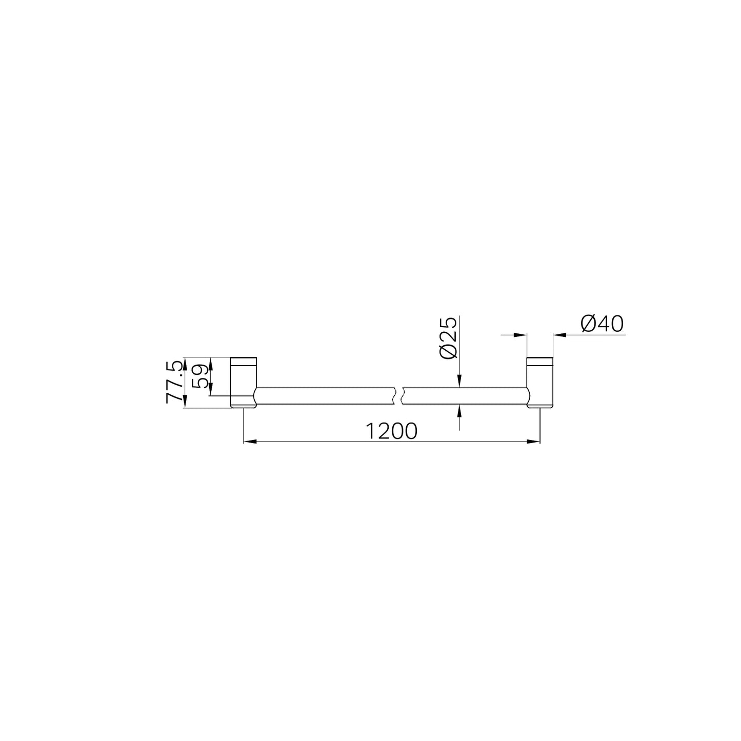 Mecca Care 25mm Grab Rail 1200mm Chrome