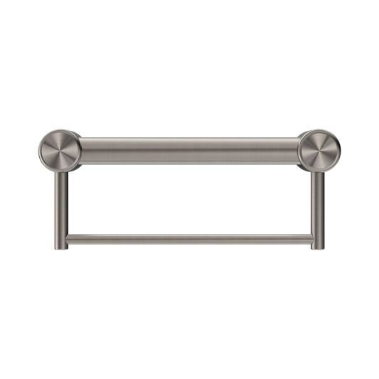 Mecca Care 32mm Grab Rail With Towel Holder 300mm Brushed Nickel